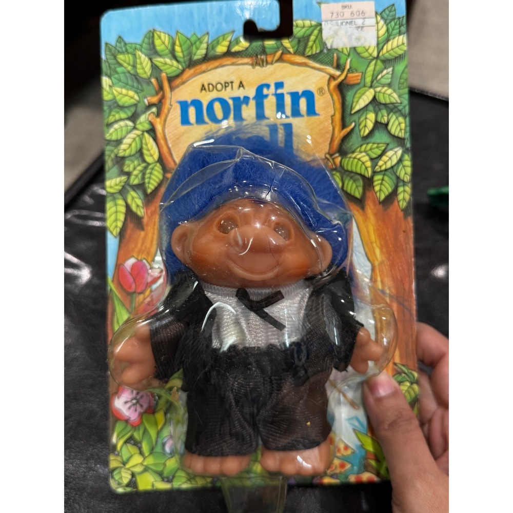 Adopt‎ a Norfin Troll Doll Tuxedo Formal Wear Blue Hair Vintage Toy